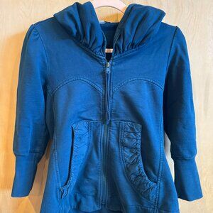 Prairie Underground Small Short Cloak Hoodie 3/4 Sleeves Peacock Turquoise Blue